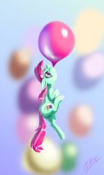 Size: 848x1425 | Tagged: safe, artist:hecc95, imported from derpibooru, minty bubblegum, pony, unicorn, bubblegum, cute, female, floating, food, gum, mare, solo