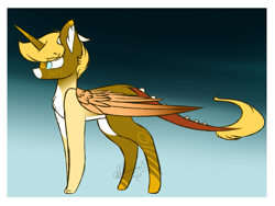 Size: 701x528 | Tagged: safe, artist:pinkdolphin147, imported from derpibooru, oc, oc only, alicorn, pony, augmented tail, colored wings, male, solo