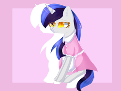 Size: 2440x1830 | Tagged: safe, artist:wintersporkle, imported from derpibooru, oc, oc only, oc:cappie, pony, clothes, crossdressing, dress, femboy, maid, male, simple background, sissy, solo, stallion, trap, uniform