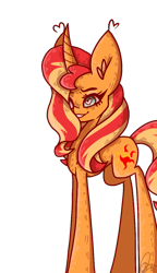 Size: 693x1200 | Tagged: safe, artist:motger-mor, imported from derpibooru, sunset shimmer, pony, unicorn, equestria girls, cute, ear fluff, female, hair over one eye, heart eyes, shimmerbetes, signature, simple background, solo, transparent background, wingding eyes