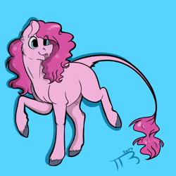 Size: 1750x1750 | Tagged: safe, artist:tabertheraver, imported from derpibooru, pinkie pie, :p, female, leonine tail, ponk, silly, solo, tongue out