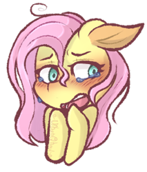 Size: 279x327 | Tagged: safe, artist:urbanqhoul, imported from derpibooru, fluttershy, pegasus, pony, bust, crying, female, floppy ears, looking away, looking sideways, mare, open mouth, portrait, simple background, solo, teary eyes, transparent background