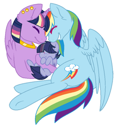 Size: 587x641 | Tagged: safe, artist:imaginationstudios43, imported from derpibooru, rainbow dash, twilight sparkle, oc, alicorn, pony, female, lesbian, magical lesbian spawn, offspring, parent:rainbow dash, parent:twilight sparkle, parents:twidash, shipping, twidash, twilight sparkle (alicorn)