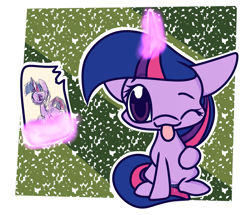 Size: 1709x1473 | Tagged: safe, artist:hedgehog-plant, imported from derpibooru, twilight sparkle, twilight sparkle (alicorn), alicorn, cute, drawing, magic, one eye closed, telekinesis, tongue out, twiabetes