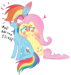 Size: 410x434 | Tagged: safe, artist:xmelodyskyx, imported from derpibooru, fluttershy, rainbow dash, pony, base used, blushing, crying, female, flutterdash, lesbian, shipping, simple background, transparent background