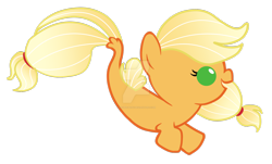 Size: 1600x967 | Tagged: safe, artist:magpie-pony, imported from derpibooru, applejack, seapony (g4), baby, female, seaponified, seapony applejack, simple background, solo, species swap, transparent background, watermark, younger