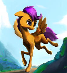 Size: 1992x2159 | Tagged: safe, artist:ponsce, imported from derpibooru, scootaloo, pony, cloud, female, solo