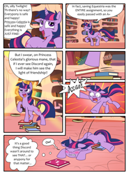 Size: 850x1150 | Tagged: safe, artist:leffenkitty, imported from derpibooru, twilight sparkle, pony, comic:prospect of tranquility, book, comic, golden oaks library