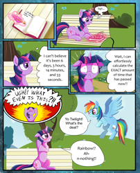 Size: 1250x1550 | Tagged: safe, artist:ada-erika, artist:leffenkitty, imported from derpibooru, rainbow dash, twilight sparkle, pony, comic:prospect of tranquility, blushing, comic, embarrassed, magic, telekinesis