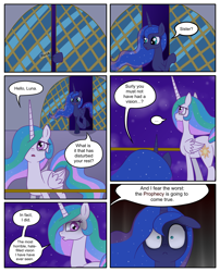 Size: 1250x1550 | Tagged: safe, artist:leffenkitty, imported from derpibooru, princess celestia, princess luna, pony, comic:prospect of tranquility, comic