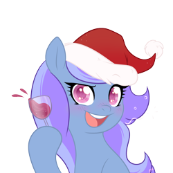 Size: 1250x1250 | Tagged: safe, artist:jumblehorse, deleted from derpibooru, imported from derpibooru, oc, oc only, oc:peppermint crunch, pegasus, pony, alcohol, christmas, drinking, drunk, female, festive, glass, hat, holiday, mare, santa hat, simple background, transparent background, wine, wine glass