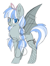 Size: 1806x2364 | Tagged: safe, artist:beashay, imported from derpibooru, oc, oc only, bat pony, pony, female, fishnets, mare, obtrusive watermark, simple background, solo, transparent background, watermark