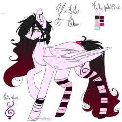 Size: 1000x1000 | Tagged: safe, artist:ohflaming-rainbow, imported from derpibooru, oc, oc only, oc:yukki chan, pegasus, pony, clothes, female, mare, reference sheet, simple background, socks, solo, striped socks, transparent background