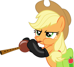 Size: 5653x5154 | Tagged: safe, artist:frownfactory, imported from derpibooru, applejack, earth pony, pony, somepony to watch over me, .svg available, absurd resolution, clothes, female, fireproof boots, flute, gloves, mare, musical instrument, saddle bag, simple background, solo, svg, transparent background, vector