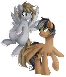 Size: 971x1128 | Tagged: safe, artist:alexa1alexa, imported from derpibooru, oc, oc only, oc:artsong, oc:digital dusk, pegasus, pony, duo, female, male, mare, simple background, stallion, transparent background