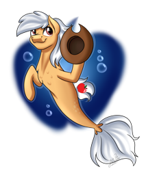 Size: 2300x2700 | Tagged: safe, artist:jack-pie, imported from derpibooru, oc, oc only, seapony (g4), commission, hat, seaponified, simple background, solo, species swap, transparent background