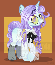 Size: 1600x1866 | Tagged: safe, artist:tovarishpustota, imported from derpibooru, oc, oc only, pony, unicorn, braces, clothes, female, glasses, mare, solo, watermark