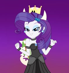 Size: 868x921 | Tagged: safe, artist:tabrony23, imported from derpibooru, rarity, equestria girls, bare shoulders, bowsette, female, graveyard of comments, show accurate, sleeveless, solo, strapless, super crown