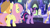 Size: 1280x720 | Tagged: safe, imported from derpibooru, screencap, applejack, fluttershy, twilight sparkle, alicorn, earth pony, pegasus, pony, sounds of silence, butt, cutie map, friendship throne, plot, twilight sparkle (alicorn)