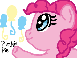 Size: 800x600 | Tagged: safe, artist:nightshadowmlp, imported from derpibooru, pinkie pie, pony, female, paint.net, pinkie pie day, pinkie pie's cutie mark, simple background, smiling, solo, text, white background