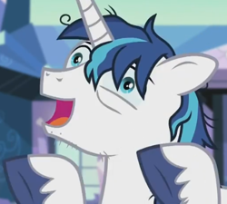 Size: 426x384 | Tagged: safe, imported from derpibooru, screencap, shining armor, pony, unicorn, season 6, the crystalling, cracked armor, cropped, faic, male, silly face