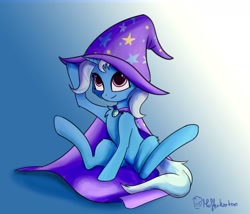 Size: 1280x1098 | Tagged: dead source, safe, artist:muffinkarton, imported from derpibooru, trixie, pony, unicorn, cape, clothes, female, hat, mare, solo, trixie's cape, trixie's hat