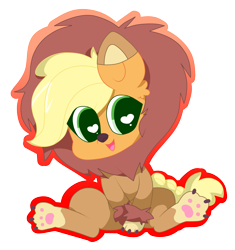 Size: 3191x3393 | Tagged: safe, artist:kittyrosie, imported from derpibooru, applejack, earth pony, pony, animal costume, applelion, clothes, costume, cute, female, heart eyes, jackabetes, mare, nightmare night, nightmare night costume, paw pads, paws, simple background, solo, transparent background, underpaw, wingding eyes