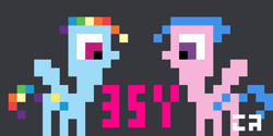 Size: 1920x960 | Tagged: safe, artist:coolrainbow20, derpibooru exclusive, imported from derpibooru, firefly, rainbow dash, pegasus, pony, 35th anniversary, anniversary, anniversary art, happy birthday mlp:fim, pixel art