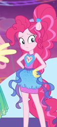 Size: 263x589 | Tagged: safe, imported from derpibooru, screencap, fluttershy, pinkie pie, equestria girls, equestria girls series, rollercoaster of friendship, clothes, cropped, female, offscreen character, ponied up, pony ears, super ponied up