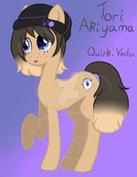 Size: 1024x1318 | Tagged: safe, artist:xxpalepastelxx, imported from derpibooru, oc, oc only, oc:tori akiyama, original species, pony, my hero academia, obtrusive watermark, ponified, ponified oc, quirked pony, solo, watermark