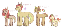 Size: 1416x650 | Tagged: safe, artist:harusocoma, imported from derpibooru, oc, oc only, oc:alexander jr, oc:apple white, oc:francisca, oc:sophia, dracony, hybrid, female, interspecies offspring, male, offspring, parent:apple bloom, parent:spike, parents:spikebloom