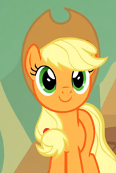 Size: 464x694 | Tagged: safe, imported from derpibooru, screencap, applejack, earth pony, pony, sounds of silence, cropped, cute, female, happy, jackabetes, mare, smiling, solo