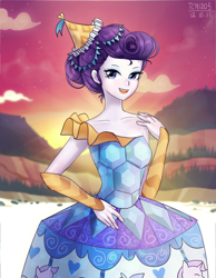 Size: 1400x1800 | Tagged: safe, artist:tcn1205, imported from derpibooru, rarity, human, equestria girls, equestria girls series, the other side, carousel dress, clothes, dress, female, humanized, pony coloring, smiling, solo