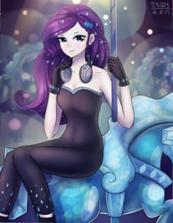 Size: 1400x1800 | Tagged: safe, artist:tcn1205, imported from derpibooru, rarity, human, equestria girls, equestria girls series, the other side, bare shoulders, bodysuit, breasts, cleavage, clothes, female, headphones, humanized, looking at you, pony coloring, sexy, sleeveless, solo, strapless, stupid sexy rarity, unitard