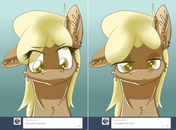 Size: 1600x1183 | Tagged: safe, artist:sintakhra, imported from derpibooru, mjölna, earth pony, pony, ask sandy pony, female, mare, solo, unamused