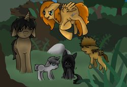 Size: 1300x900 | Tagged: safe, artist:wolftacoz, imported from derpibooru, pony, adopted offspring, bramblestar, crossover, father and daughter, father and son, female, hollyleaf, jayfeather, lionblaze, male, mother and daughter, mother and son, ponified, squirrelflight, warrior cats