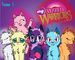 Size: 817x662 | Tagged: safe, artist:meownimator, imported from derpibooru, applejack, fluttershy, pinkie pie, rainbow dash, rarity, twilight sparkle, cat, pony, comic:my little warriors, catified, mane six, ponified, species swap, warrior cats