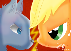 Size: 1400x1000 | Tagged: safe, artist:twilightraichu, imported from derpibooru, applejack, cat, bluestar, duo, warrior cats