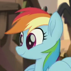 Size: 300x300 | Tagged: safe, imported from derpibooru, screencap, rainbow dash, pegasus, pony, my little pony: the movie, cropped, cute, dashabetes, female, smiling, solo