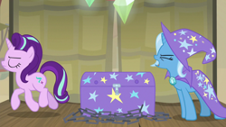 Size: 1280x720 | Tagged: safe, imported from derpibooru, screencap, starlight glimmer, trixie, pony, road to friendship, angry