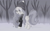 Size: 4000x2500 | Tagged: safe, artist:sweetbrew, imported from derpibooru, fluttershy, pegasus, pony, bundled up for winter, clothes, cross-eyed, female, folded wings, grayscale, hat, looking at something, mare, monochrome, no pupils, open mouth, outdoors, raised hoof, scarf, snow, snow on nose, solo, standing, stray strand, sweater, sweatershy, wings, winter, winter outfit