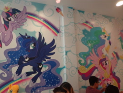 Size: 4608x3456 | Tagged: safe, imported from derpibooru, applejack, princess cadance, princess celestia, princess luna, twilight sparkle, alicorn, pony, female, irl, kumoya, official, photo, plushie, singapore, twilight sparkle (alicorn)