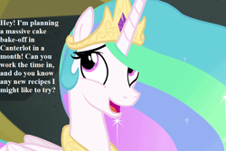 Size: 864x576 | Tagged: safe, edit, edited screencap, imported from derpibooru, screencap, princess celestia, equestria girls, equestria girls series, forgotten friendship, bronybait, cake, cakelestia, cropped, crown, cute, cutelestia, dialogue, food, jewelry, regalia, smiling, that pony sure does love cakes