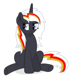 Size: 757x822 | Tagged: safe, artist:dijhojee, imported from derpibooru, oc, oc only, oc:velvet remedy, pony, unicorn, fallout equestria, fallout, fanfic, fanfic art, female, hooves, horn, mare, simple background, sitting, smiling, solo, transparent background