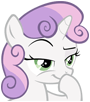 Size: 90x102 | Tagged: safe, edit, edited screencap, imported from derpibooru, screencap, sweetie belle, pony, boop, emoji, evil grin, grin, picture for breezies, reaction image, self-boop, simple background, smiling, transparent background, vector