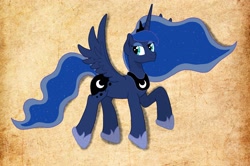 Size: 3437x2287 | Tagged: safe, artist:dijhojee, imported from derpibooru, princess luna, alicorn, pony, female, hoof shoes, horn, mare, simple background, solo, wings