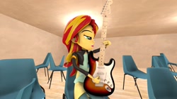 Size: 1920x1080 | Tagged: safe, artist:blitzkrieg, derpibooru exclusive, imported from derpibooru, sunset shimmer, equestria girls, 3d, fender stratocaster, parody, red hot chili peppers, rhcp, source filmmaker