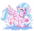 Size: 1200x1103 | Tagged: safe, artist:likeshine, imported from derpibooru, silverstream, classical hippogriff, hippogriff, latex pony, pony, cute, diastreamies, female, latex, puddle, rubber, shiny, simple background, solo, splashing, white background