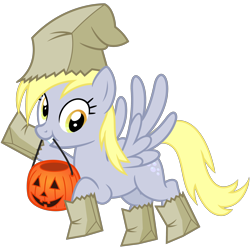 Size: 3000x3000 | Tagged: safe, artist:cheezedoodle96, imported from derpibooru, derpy hooves, pegasus, pony, luna eclipsed, .svg available, clothes, costume, female, flying, halloween, halloween costume, holiday, looking at you, mare, mouth hold, nightmare night costume, paper bag, paper bag wizard, pumpkin bucket, simple background, smiling, svg, transparent background, vector, waving