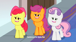 Size: 1360x768 | Tagged: safe, artist:rsa.fim, edit, edited screencap, imported from derpibooru, screencap, apple bloom, scootaloo, sweetie belle, pony, marks for effort, cutie mark crusaders, faic, foal, not salmon, oppol bloom, school, scootoloo, small face, swootoo bolle, wat, woll smoth